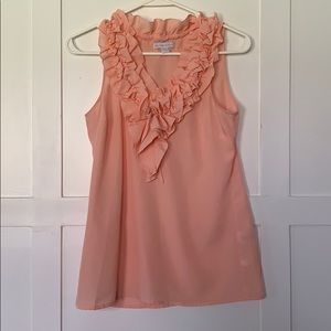 New York and Co. peach ruffled sleeveless top - XS